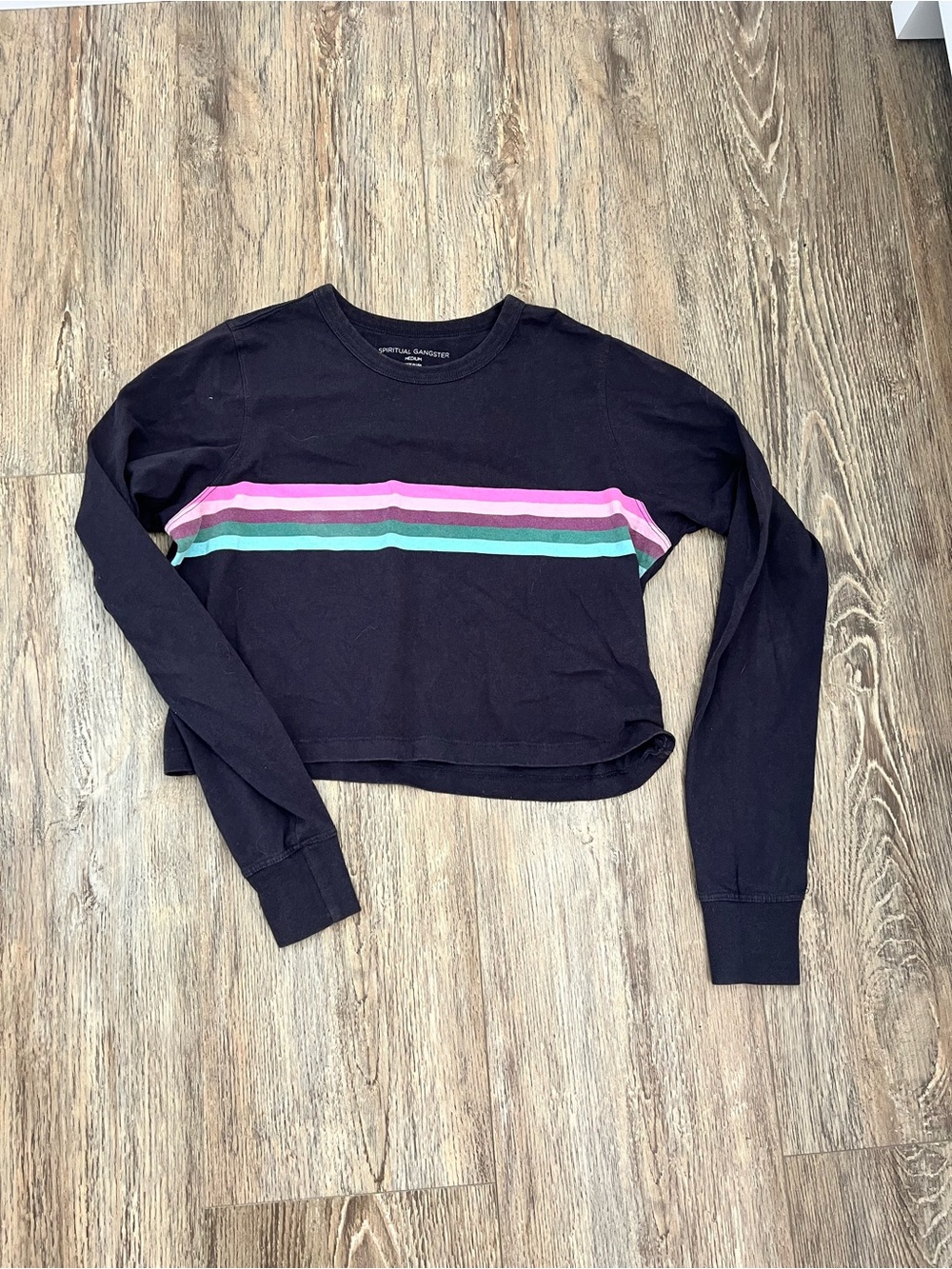Spiritual Gangster Fiona Stripe Long Sleeve Crop Top